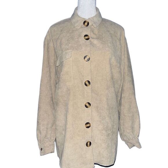 Nasty Gal tan corduroy oversized button down 4 - Picture 1 of 5